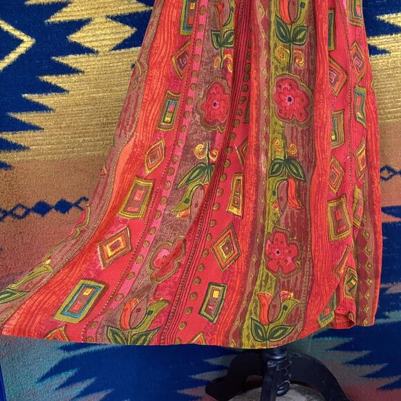 Vintage Zanana by Saraf Floral Maxi Rayon Skirt. OSFM. Tie Waist. India. - Picture 4 of 13
